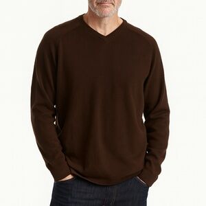 LL Bean Sweater Men's L-REG Cashmere Cotton Cozy Fall/Winter Chocolate Brown